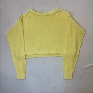 we the free pastel spring yellow knit cropped sweater top size M oversized.